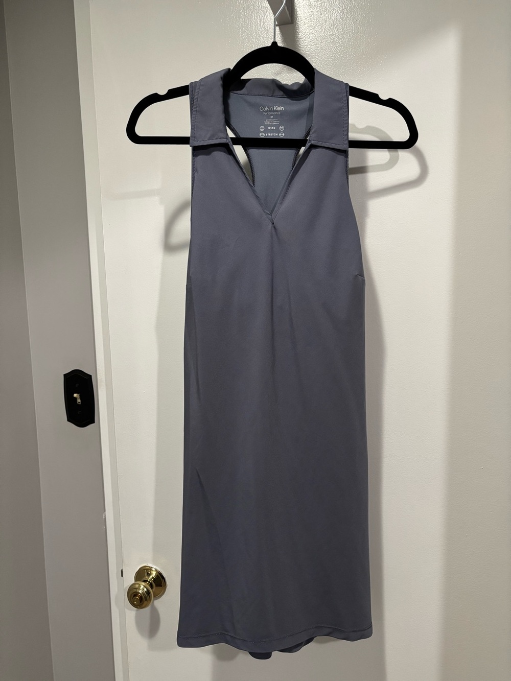 Calvin Klein Sleeveless V-Neck Wick Stretch Gray Mini Dress Medium